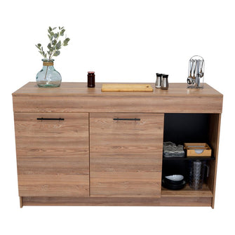 Barra de Cocina Prada, Miel y Wengue, con dos puertas batientes