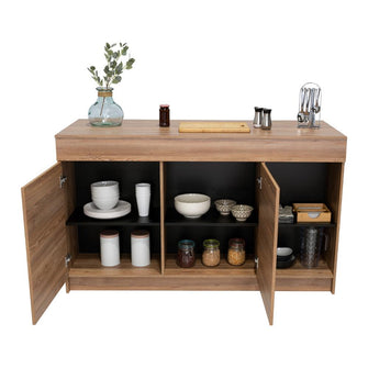 Barra de Cocina Prada, Miel y Wengue, con dos puertas batientes