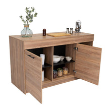 Barra de Cocina Prada, Miel y Wengue, con dos puertas batientes