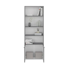 Biblioteca Milán, Plata Oscuro y Blanco, con Dos Puertas Abatibles y Cuatro Entrepaños ZF