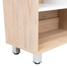 Biblioteca Tonny, Beige y Blanco, con Variedad de Espacios Para Libros y Artículos Decorativos