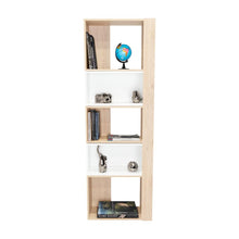 Biblioteca Bored, Beige y Blanco, con Dos Módulos Flotantes y Tres Entrepaños