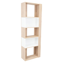 Biblioteca Bored, Beige y Blanco, con Dos Módulos Flotantes y Tres Entrepaños