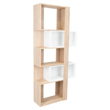Biblioteca Bored, Beige y Blanco, con Dos Módulos Flotantes y Tres Entrepaños
