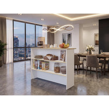 Barra de Cocina Diamante, Blanco y Cartagena, con Dos Entrepaños