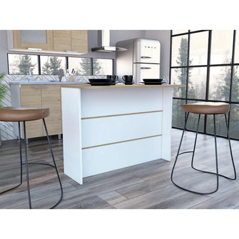 Barra de Cocina Diamante, Blanco Duqueza y Beige, Con Amplia Superficie ZF