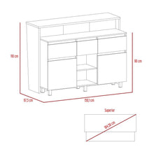 Barra de Cocina Karel, Beige y Cocoa, con Tres Cajones