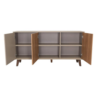 Mesa Auxiliar Mirabella, Cocoa, con Dos Puertas Abatibles y Amplio espacio para Ubicar Objetos