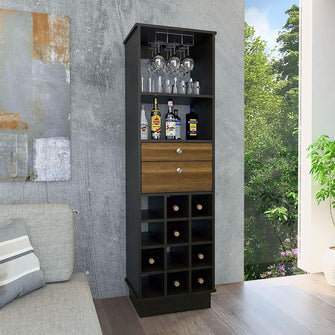 Bar Clasic, Wengue y Cobre, con Espacio Para Botellas y Porta Copas