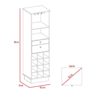 Bar Clasic, Wengue y Cobre, con Espacio Para Botellas y Porta Copas