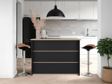 Barra de Cocina Diamante, Wengue y Fresno Europeo, Con Entrepaños