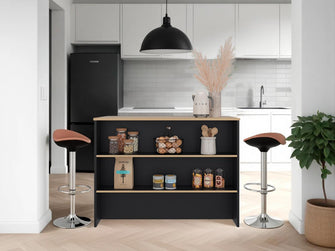 Barra de Cocina Diamante, Wengue y Fresno Europeo, Con Entrepaños