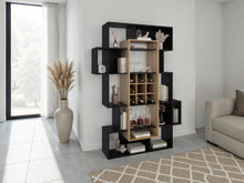 Biblioteca Bar Simba, Wengue y Fresno Europeo, con espacio para libros, copas, licores