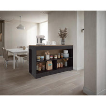 Barra de Cocina Kuho, Kronos Wengue y Krono Fresno, Moderna con variedad de entrepaños y espacios para ubicar objetos de cocina ZF