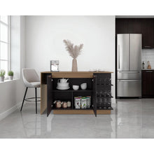 Barra de Cocina Laurel, Kronos Wengue y Kronos Fresno, Moderna con entrepaños y puertas ZF