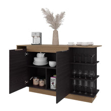 Barra de Cocina Laurel, Kronos Wengue y Kronos Fresno, Moderna con entrepaños y puertas ZF