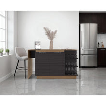 Barra de Cocina Laurel, Kronos Wengue y Kronos Fresno, Moderna con entrepaños y puertas ZF