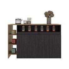 Barra de Cocina Bani, Kronos Wengue y Kronos Fresno, Moderna con entrepaños y puertas ZF