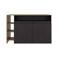 Barra de Cocina Bani, Kronos Wengue y Kronos Fresno, Moderna con entrepaños y puertas ZF