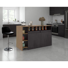 Barra de Cocina Bani, Kronos Wengue y Kronos Fresno, Moderna con entrepaños y puertas ZF