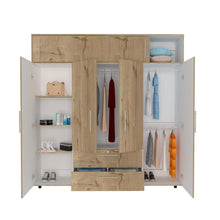 Closet Babel, Café Claro y Blanco, con Cuatro Puertas Abatibles y Cuatro Cajones Multiusos