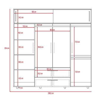 Closet Babel, Café Claro y Blanco, con Cuatro Puertas Abatibles y Cuatro Cajones Multiusos