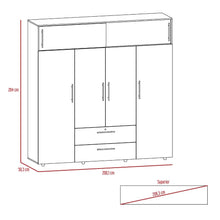 Closet Babel, Nogal y Blanco, con Cuatro Puertas Abatibles y Cuatro Cajones Multiusos