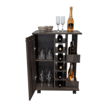 Bar Cart Argus, Grafito, con Espacio Para Botellas y Porta Copas