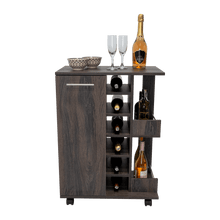 Bar Cart Argus, Grafito, con Espacio Para Botellas y Porta Copas