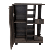 Bar Cart Argus, Grafito, con Espacio Para Botellas y Porta Copas