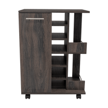 Bar Cart Argus, Grafito, con Espacio Para Botellas y Porta Copas