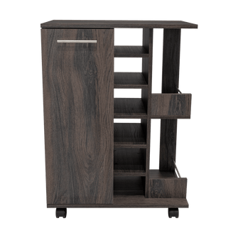 Bar Cart Argus, Grafito, con Espacio Para Botellas y Porta Copas