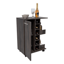 Bar Cart Argus, Grafito, con Espacio Para Botellas y Porta Copas