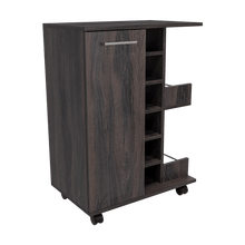 Bar Cart Argus, Grafito, con Espacio Para Botellas y Porta Copas