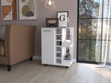Bar Cart Argus ,Blanco Nevado, con Una Puerta y Patas con Rodachines ZF