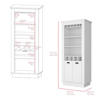 Bar Lafert, Blanco, Con Espacio Para Almacenamiento De Copas Y Dos Puertas Abatibles