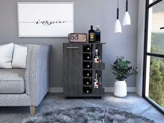 Bar Cart Argus, Gris, Para Almacenar Botellas y Espacio Superior Para Ubicar Objetos Decorativos ZF