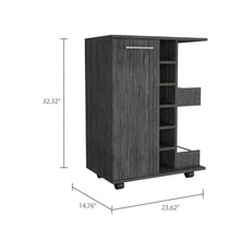 Bar Cart Argus, Gris, Para Almacenar Botellas y Espacio Superior Para Ubicar Objetos Decorativos ZF