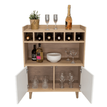 Bar Burdeos, Beige y Blanco, con Espacio Para Botellas y Porta Copas