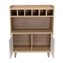 Bar Burdeos, Beige y Blanco, con Espacio Para Botellas y Porta Copas