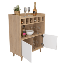 Bar Burdeos, Beige y Blanco, con Espacio Para Botellas y Porta Copas