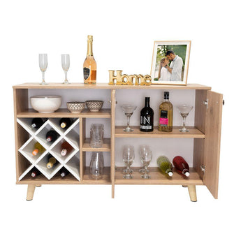 Bar Nantes, Macadamia y Blanco, con Espacio Para Botellas y Porta Copas
