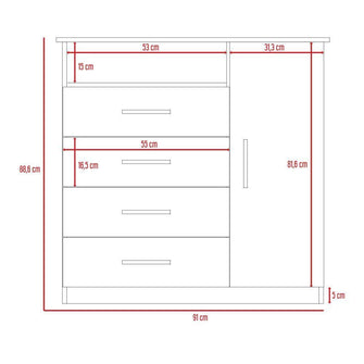 Organizador Barlovento, Cobre y Blanco, con Cuatro Cajones y una Puerta X2