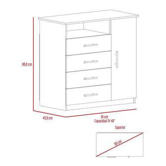 Organizador Barlovento, Cobre y Blanco, con Cuatro Cajones y una Puerta X2