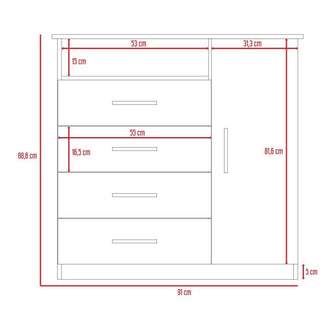 Organizador Barlovento, Bardolino y Blanco, con Cuatro Cajones y una puerta X2