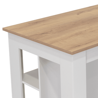 Barra de Cocina Cala, Blanco y Café Claro, con Amplia Superficie En La Mesa  ZF