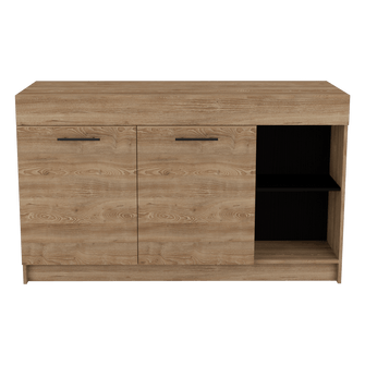 Mueble Multiusos Prada, Miel y Wengue, con dos puertas batientes