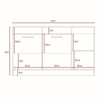 Mueble Multiusos Prada, Miel y Wengue, con dos puertas batientes