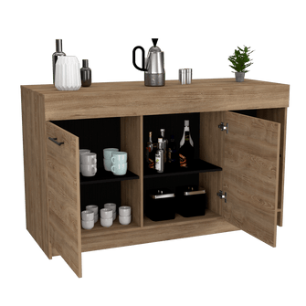 Mueble Multiusos Prada, Miel y Wengue, con dos puertas batientes