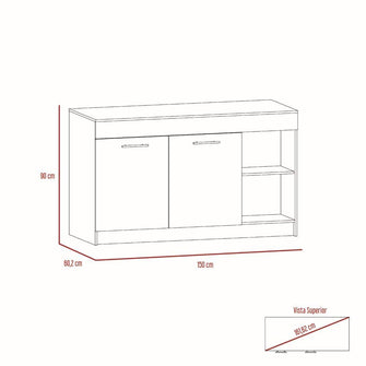 Mueble Multiusos Prada, Miel y Wengue, con dos puertas batientes